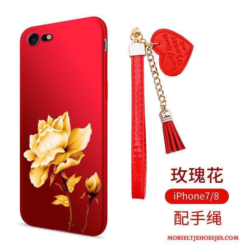 iPhone 8 Hoesje Telefoon Anti-fall Rood Siliconen Schrobben Zacht All Inclusive