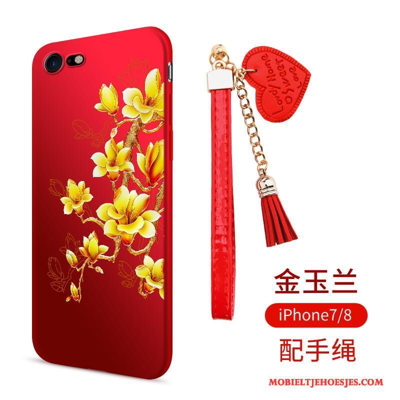 iPhone 8 Hoesje Telefoon Anti-fall Rood Siliconen Schrobben Zacht All Inclusive