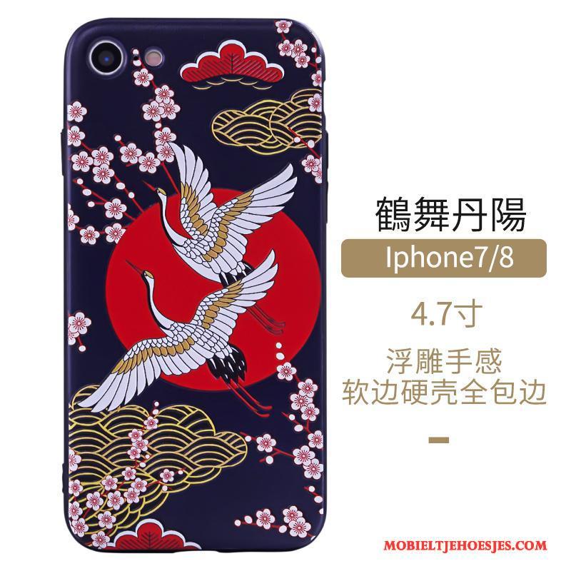 iPhone 8 Hoesje Telefoon Chinese Stijl Bescherming Blauw Wind Kunst