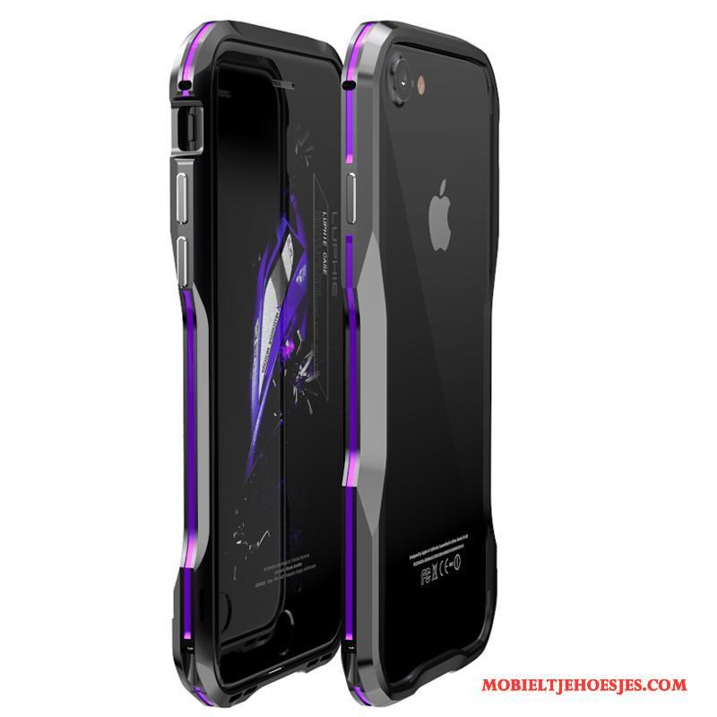 iPhone 8 Hoesje Telefoon Metaal Purper Omlijsting Anti-fall Bescherming Hard