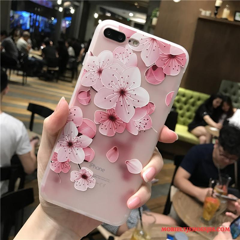 iPhone 8 Hoesje Telefoon Reliëf All Inclusive Roze Siliconen Bescherming