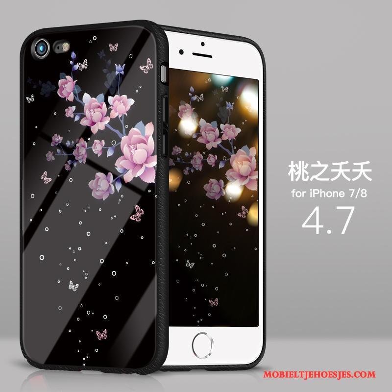 iPhone 8 Hoesje Telefoon Siliconen Dun Net Red Blauw Glas All Inclusive