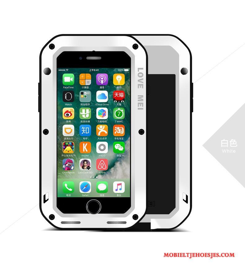 iPhone 8 Metaal Bescherming Siliconen Decompressie Drie Verdedigingen Hoesje Telefoon Grijs