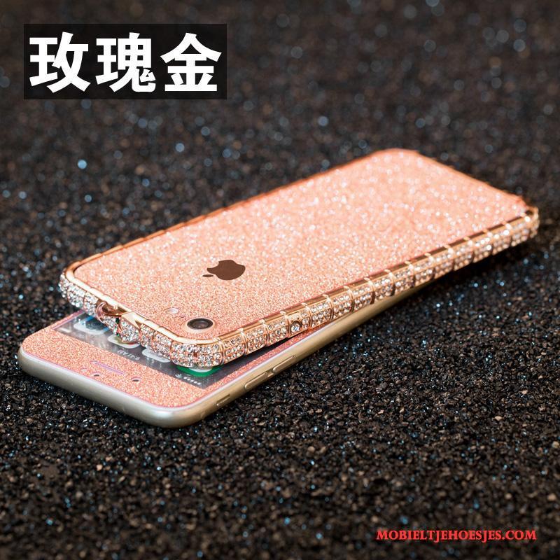 iPhone 8 Omlijsting Nieuw Hoesje Telefoon Met Strass Rose Goud Bescherming Metaal