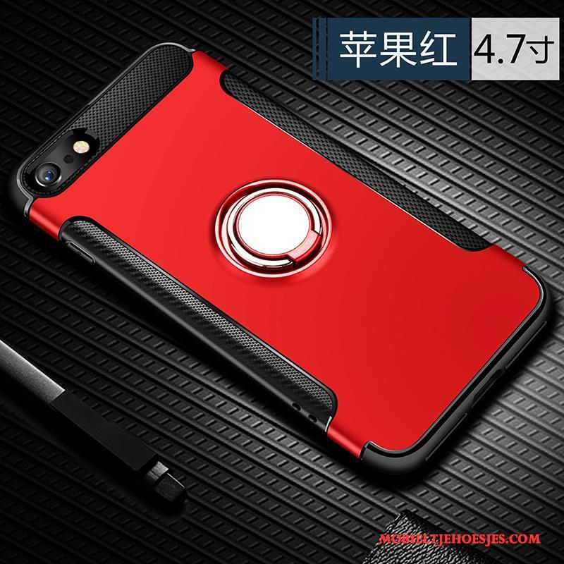 iPhone 8 Ondersteuning Trendy Merk Ring Hoesje Telefoon All Inclusive Anti-fall Rood