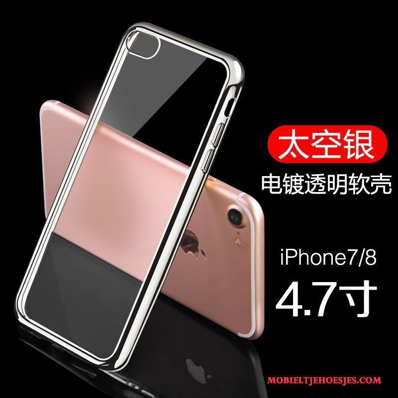 iPhone 8 Plating Hoes Rood Hoesje Telefoon Dun Mobiele Telefoon Bescherming