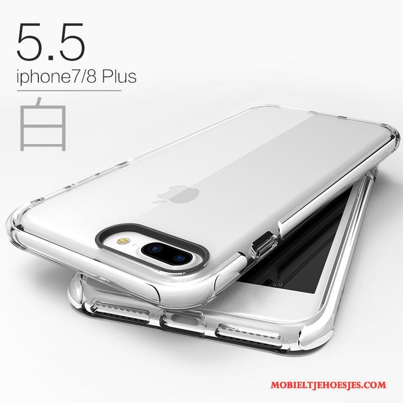 iPhone 8 Plus All Inclusive Zacht Rood Anti-fall Siliconen Hoesje Telefoon Doorzichtig