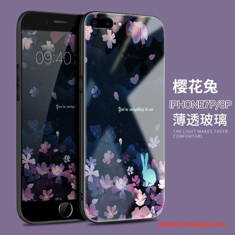 iPhone 8 Plus Anti-fall Hoesje Telefoon Glas Rood Trendy Merk Nieuw