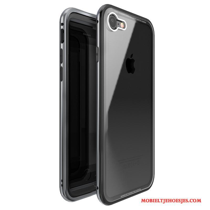 iPhone 8 Plus Bescherming Hoesje Telefoon Rood Anti-fall All Inclusive Gehard Glas Metaal