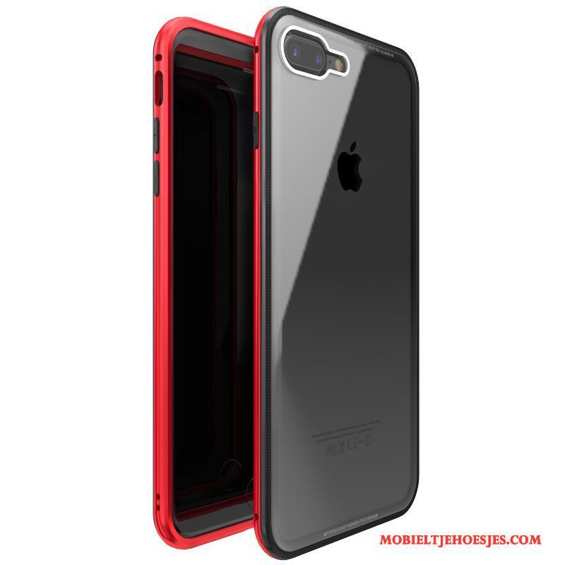 iPhone 8 Plus Bescherming Hoesje Telefoon Rood Anti-fall All Inclusive Gehard Glas Metaal