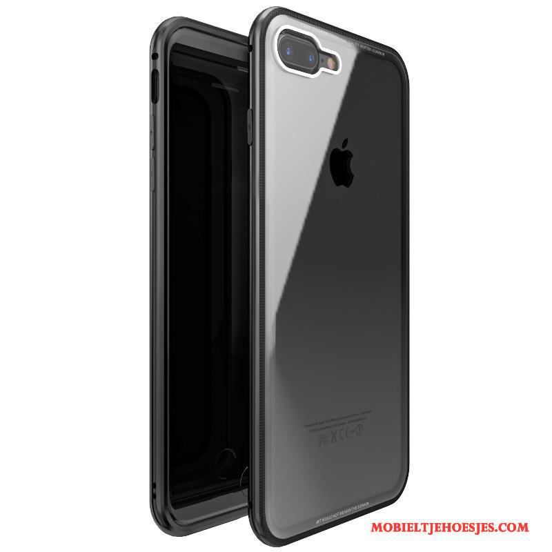 iPhone 8 Plus Bescherming Hoesje Telefoon Rood Anti-fall All Inclusive Gehard Glas Metaal