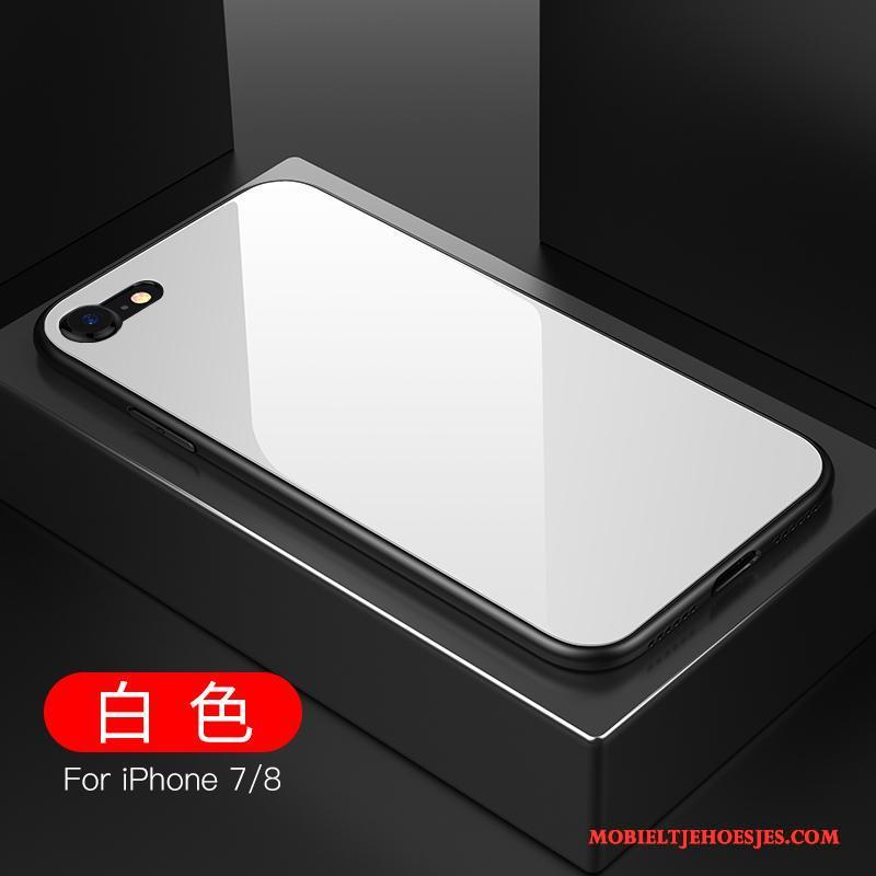iPhone 8 Plus Doorzichtig Rood Hoesje Telefoon Glas Patroon All Inclusive Anti-fall