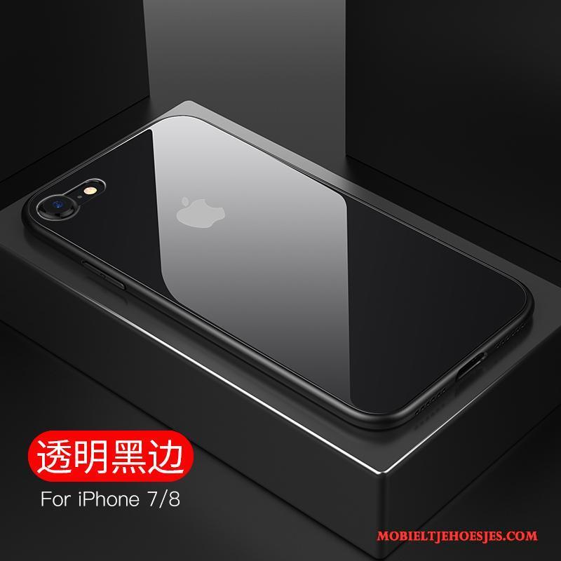 iPhone 8 Plus Doorzichtig Rood Hoesje Telefoon Glas Patroon All Inclusive Anti-fall