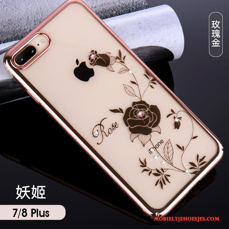 iPhone 8 Plus Goud Luxe Hard Plating Hoesje Telefoon Rose Goud Anti-fall