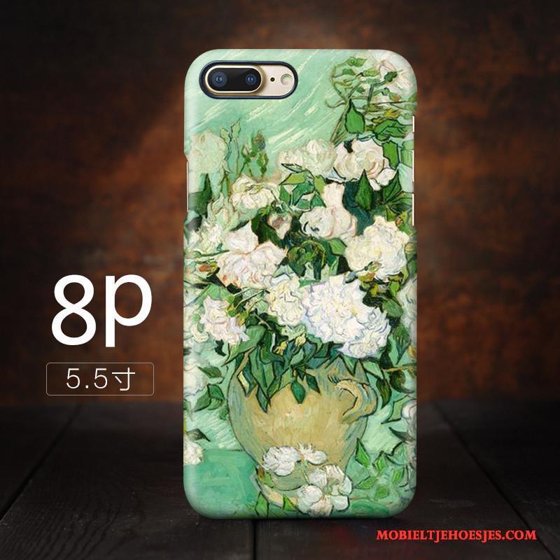 iPhone 8 Plus Hoesje Anti-fall Kunst Hoge Geel Vintage Hard Sterrenhemel