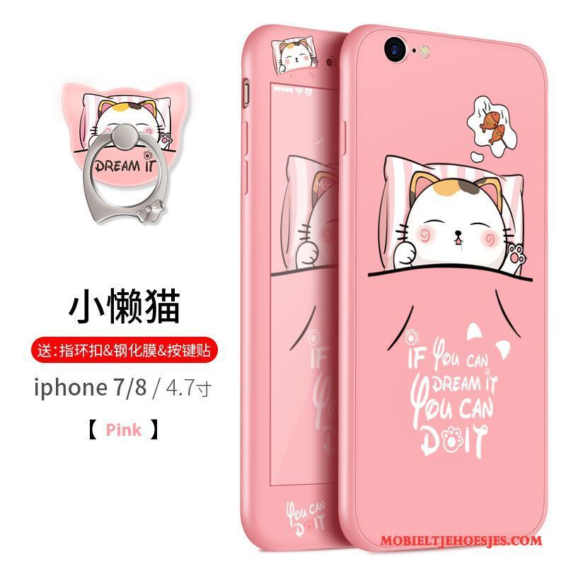 iPhone 8 Plus Hoesje Hanger Hoes Siliconen Dun All Inclusive Anti-fall Roze