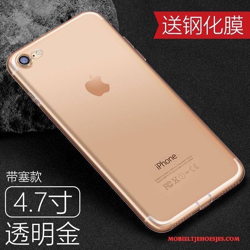 iPhone 8 Plus Hoesje Hoes Dun Bescherming Anti-fall Siliconen Doorzichtig Goud