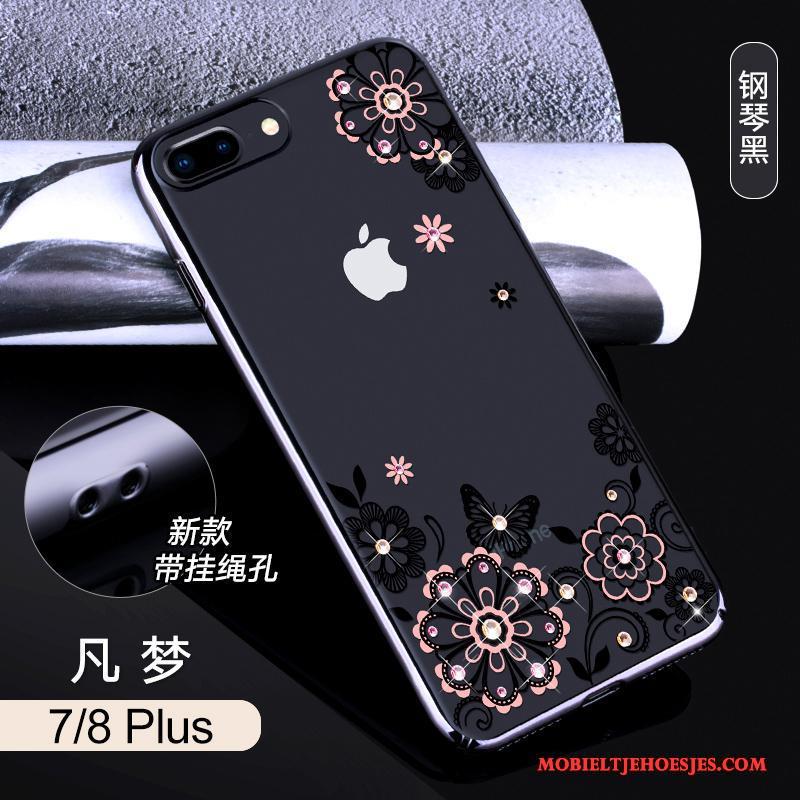 iPhone 8 Plus Hoesje Met Strass Doorzichtig Nieuw Luxe Hoes All Inclusive Blauw