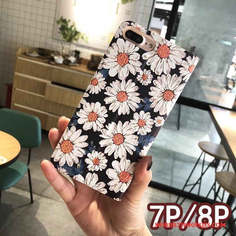 iPhone 8 Plus Hoesje Scheppend Folio Bloemen Bescherming Leren Etui Hoes Reliëf