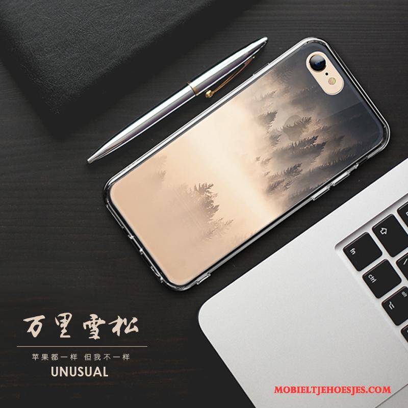 iPhone 8 Plus Hoesje Siliconen Anti-fall Geel Zacht Persoonlijk Trend Chinese Stijl