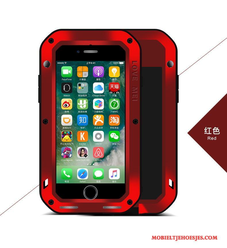 iPhone 8 Plus Hoesje Telefoon Bescherming Outdoor Zilver Anti-fall Siliconen Metaal