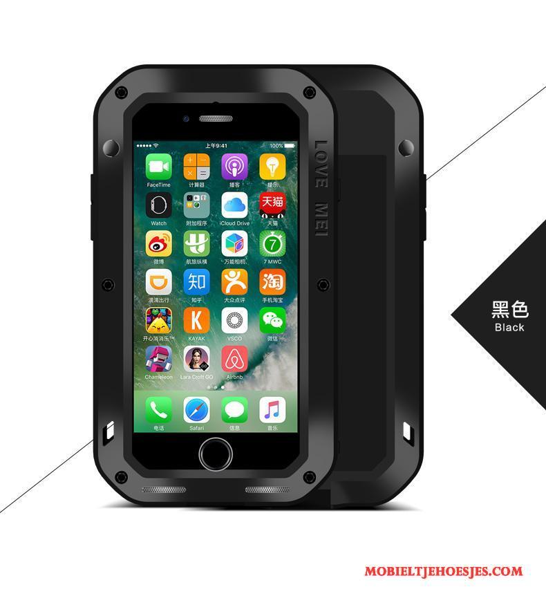 iPhone 8 Plus Hoesje Telefoon Bescherming Outdoor Zilver Anti-fall Siliconen Metaal