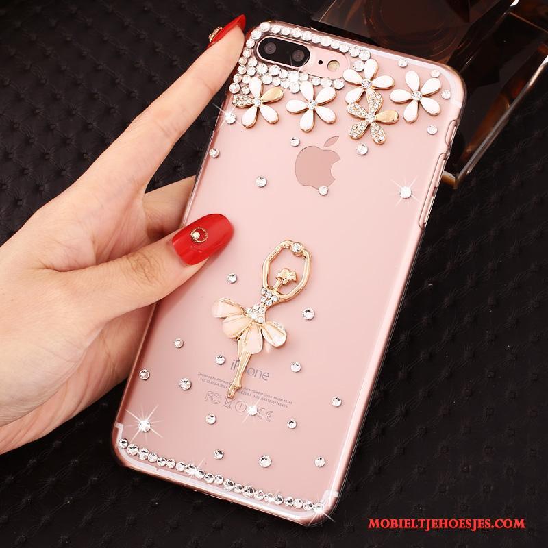 iPhone 8 Plus Hoesje Telefoon Met Strass Roze Doorzichtig Bescherming Nieuw