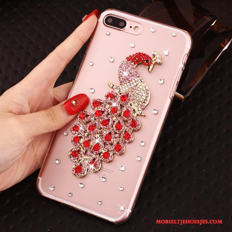 iPhone 8 Plus Hoesje Telefoon Met Strass Roze Doorzichtig Bescherming Nieuw