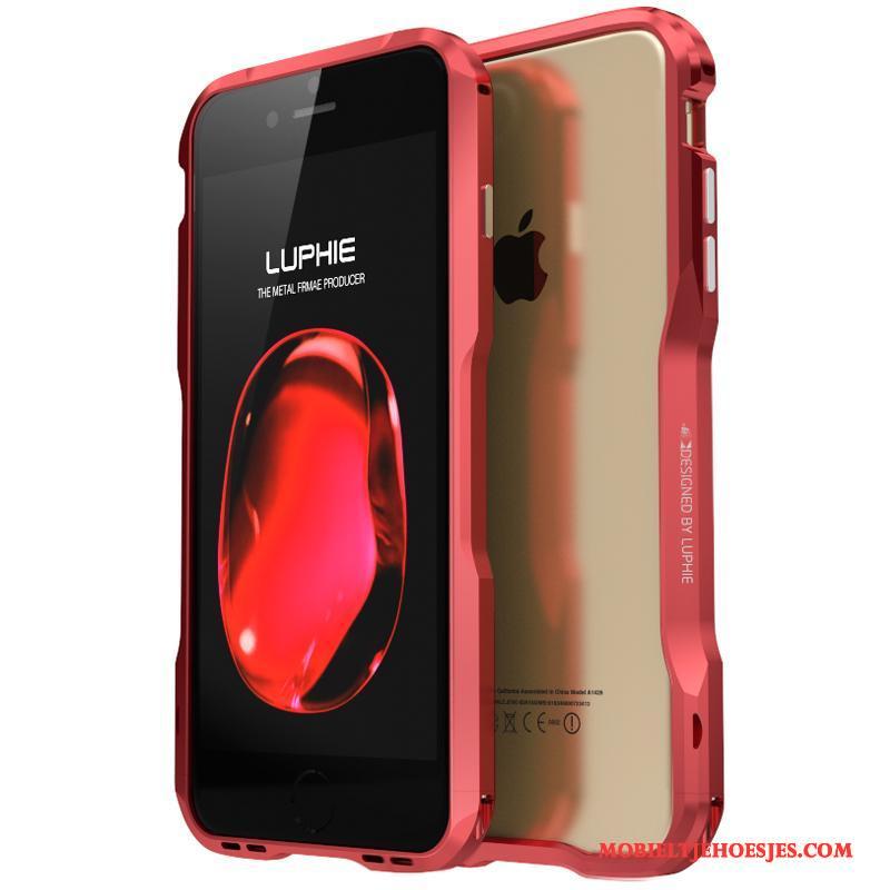 iPhone 8 Plus Hoesje Telefoon Omlijsting Roze Anti-fall Nieuw Metaal Bescherming
