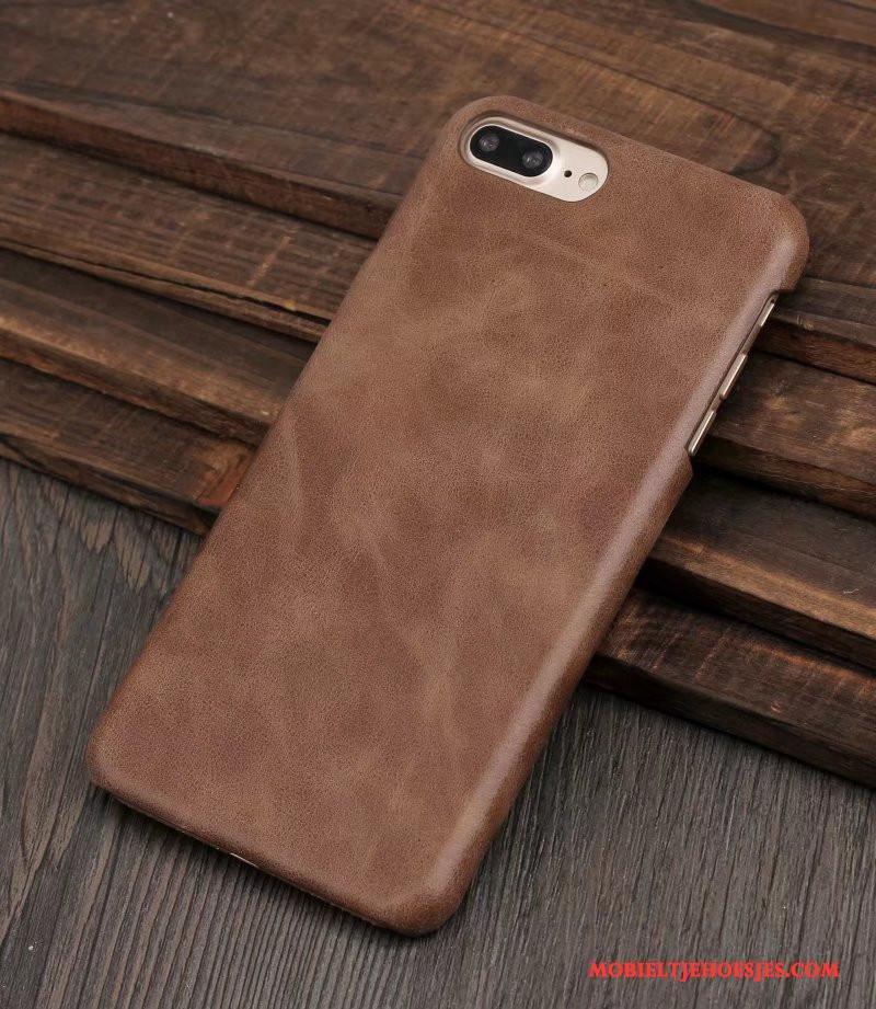 iPhone 8 Plus Leren Etui Bruin Bescherming Hoes Anti-fall Hoesje Telefoon Mobiele Telefoon