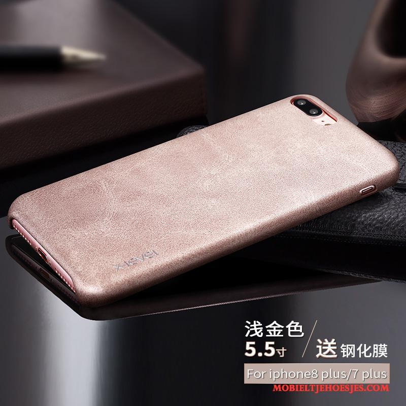 iPhone 8 Plus Leren Etui Kaart Anti-fall Hoesje Leer Telefoon Diepe Kleur