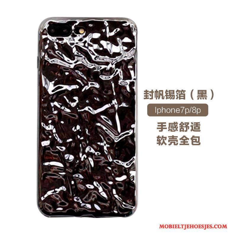 iPhone 8 Plus Luxe Strass Net Red Helder Hoesje Telefoon Zwart Rood