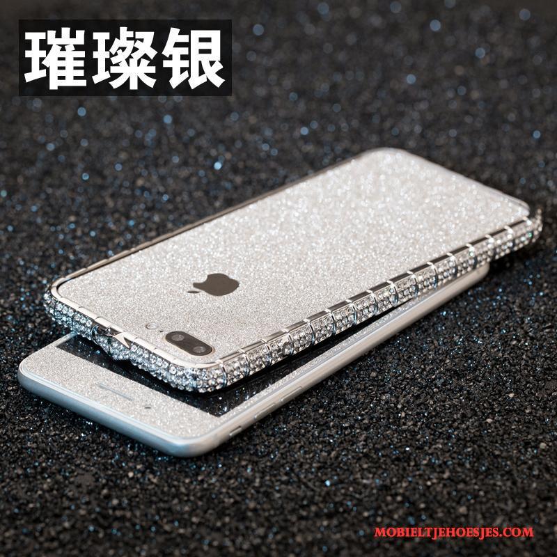 iPhone 8 Plus Nieuw Hoesje Telefoon Zilver Metaal Anti-fall Bescherming Met Strass