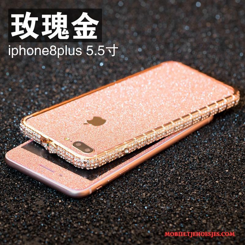 iPhone 8 Plus Nieuw Hoesje Telefoon Zilver Metaal Anti-fall Bescherming Met Strass