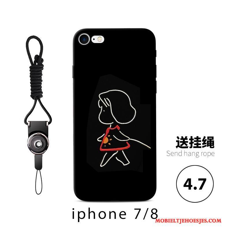 iPhone 8 Plus Persoonlijk Hoesje Telefoon Spotprent Schrobben Zwart Siliconen Anti-fall