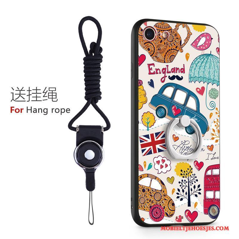 iPhone 8 Plus Ring Siliconen Roze Hoes Trendy Merk Hoesje Telefoon Hanger