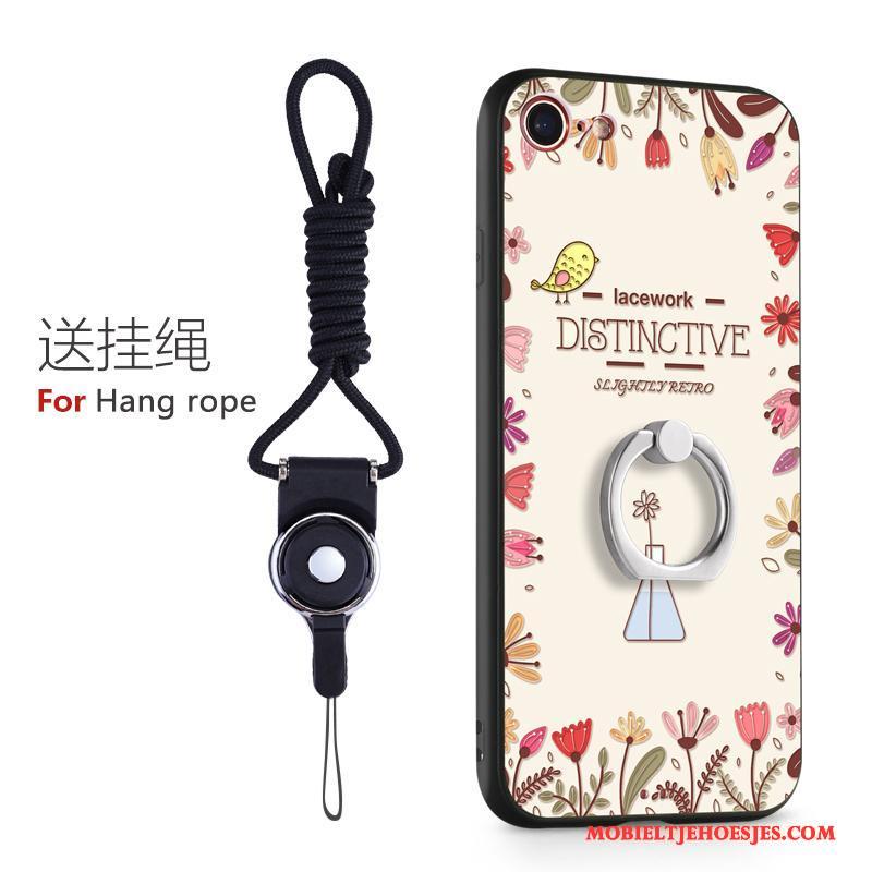 iPhone 8 Plus Ring Siliconen Roze Hoes Trendy Merk Hoesje Telefoon Hanger