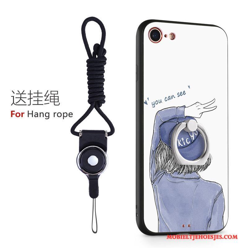 iPhone 8 Plus Ring Siliconen Roze Hoes Trendy Merk Hoesje Telefoon Hanger