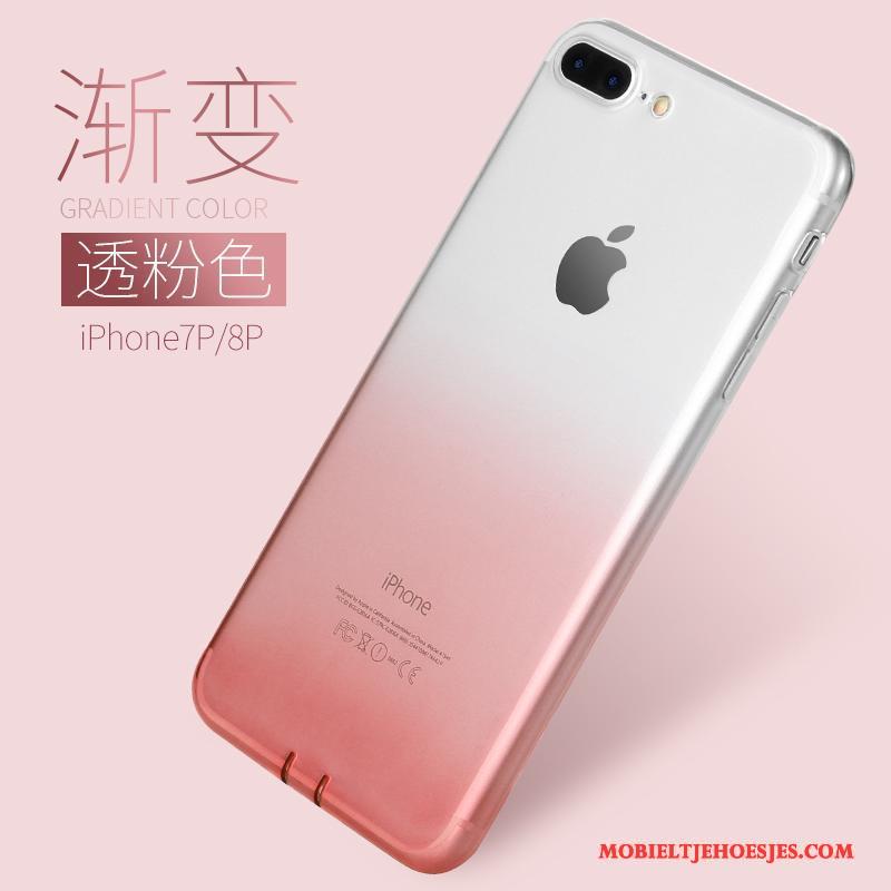 iPhone 8 Plus Rood Doorzichtig Hoesje Kleurverloop Zacht Telefoon Scheppend