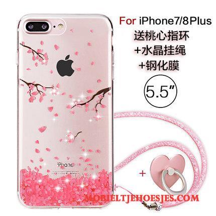 iPhone 8 Plus Trendy Merk Hoesje Telefoon Roze Hanger Nieuw