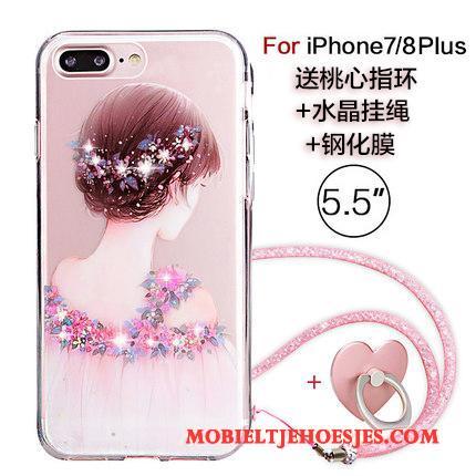 iPhone 8 Plus Trendy Merk Hoesje Telefoon Roze Hanger Nieuw