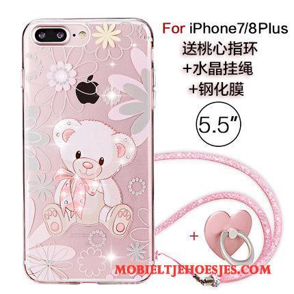 iPhone 8 Plus Trendy Merk Hoesje Telefoon Roze Hanger Nieuw