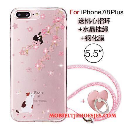 iPhone 8 Plus Trendy Merk Hoesje Telefoon Roze Hanger Nieuw