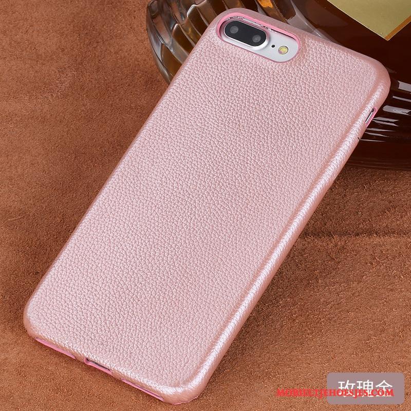 iPhone 8 Plus Trendy Merk Persoonlijk Leren Etui All Inclusive Hoesje Telefoon Pas Rose Goud