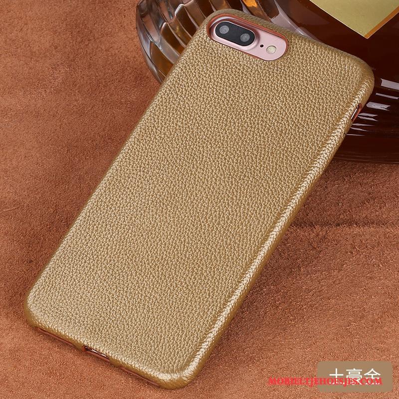 iPhone 8 Plus Trendy Merk Persoonlijk Leren Etui All Inclusive Hoesje Telefoon Pas Rose Goud