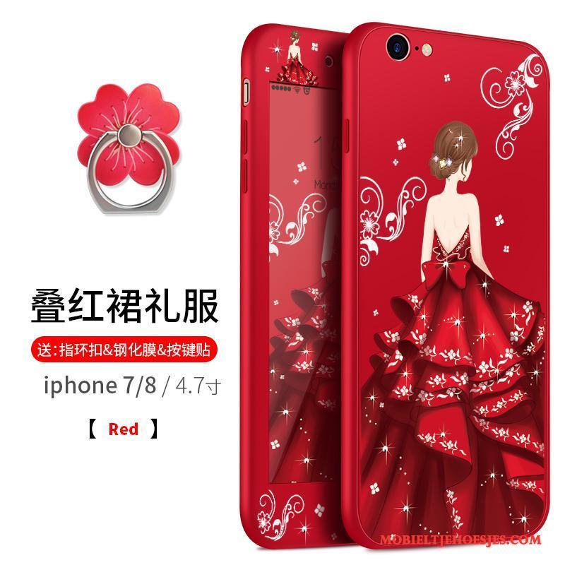 iPhone 8 Plus Zacht Hoesje Telefoon Roze Siliconen Hanger Anti-fall Scheppend