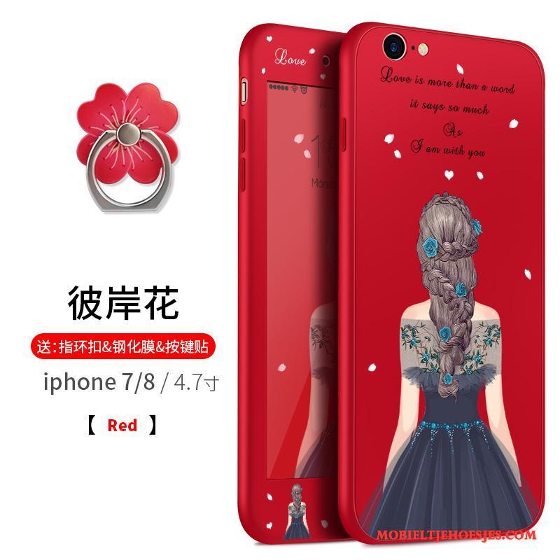 iPhone 8 Plus Zacht Hoesje Telefoon Roze Siliconen Hanger Anti-fall Scheppend