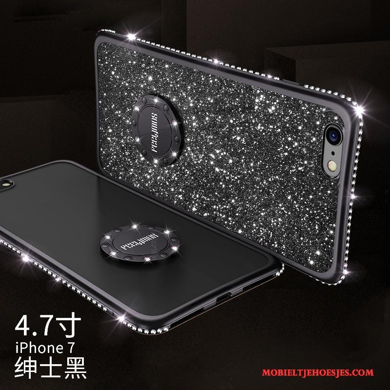 iPhone 8 Plus Zilver Anti-fall Met Strass Siliconen Hoesje Telefoon Trendy Merk Elegante