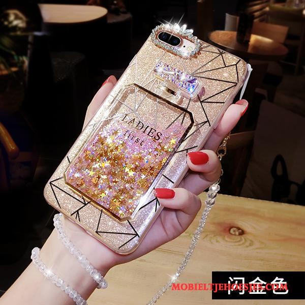 iPhone 8 Purper Drijfzand Siliconen Anti-fall Hoesje Telefoon Hanger Trendy Merk
