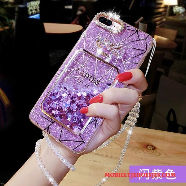 iPhone 8 Purper Drijfzand Siliconen Anti-fall Hoesje Telefoon Hanger Trendy Merk